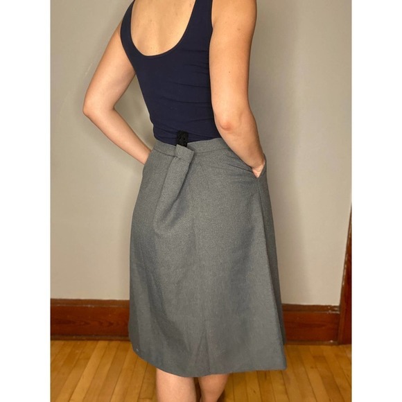 VINTAGE Retro Business Gray Pencil Skirt XL - Picture 2 of 4